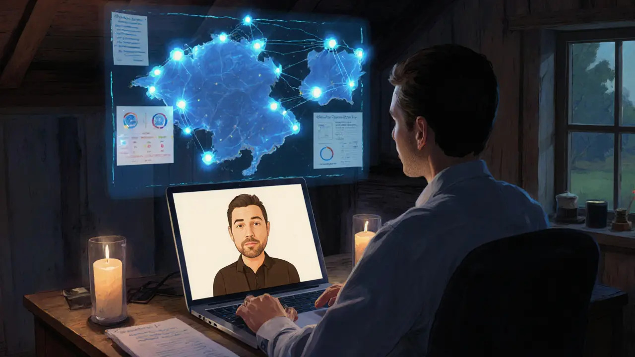 Online supervize v chatrčce, hologramy a mapa ČR ukazují digitální nástroje.