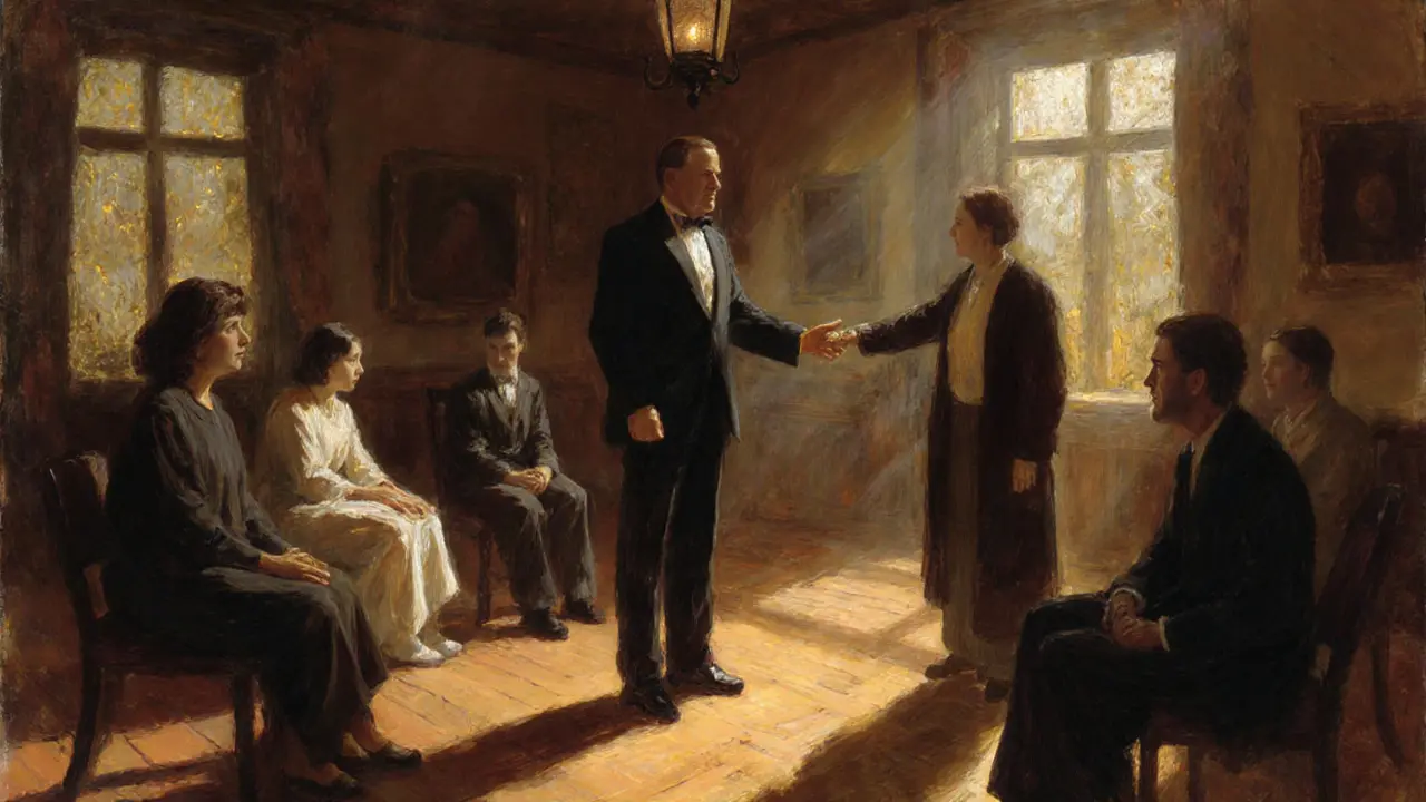 Skupina terapie: jeden člověk hraje svou minulost, ostatní představují klíčové postavy v životě.