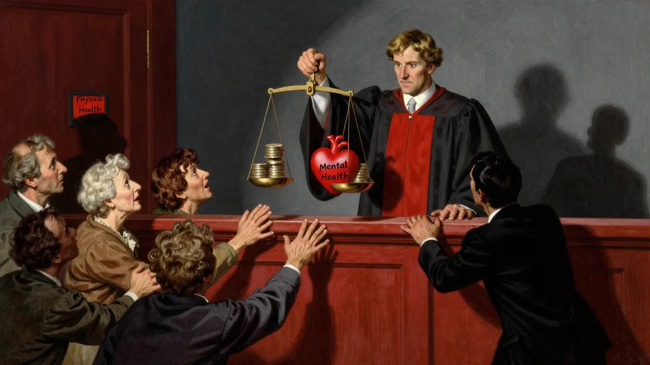 Soudce na váhách: fyzické zdraví proti duševnímu, lidé se táhne k srdci.