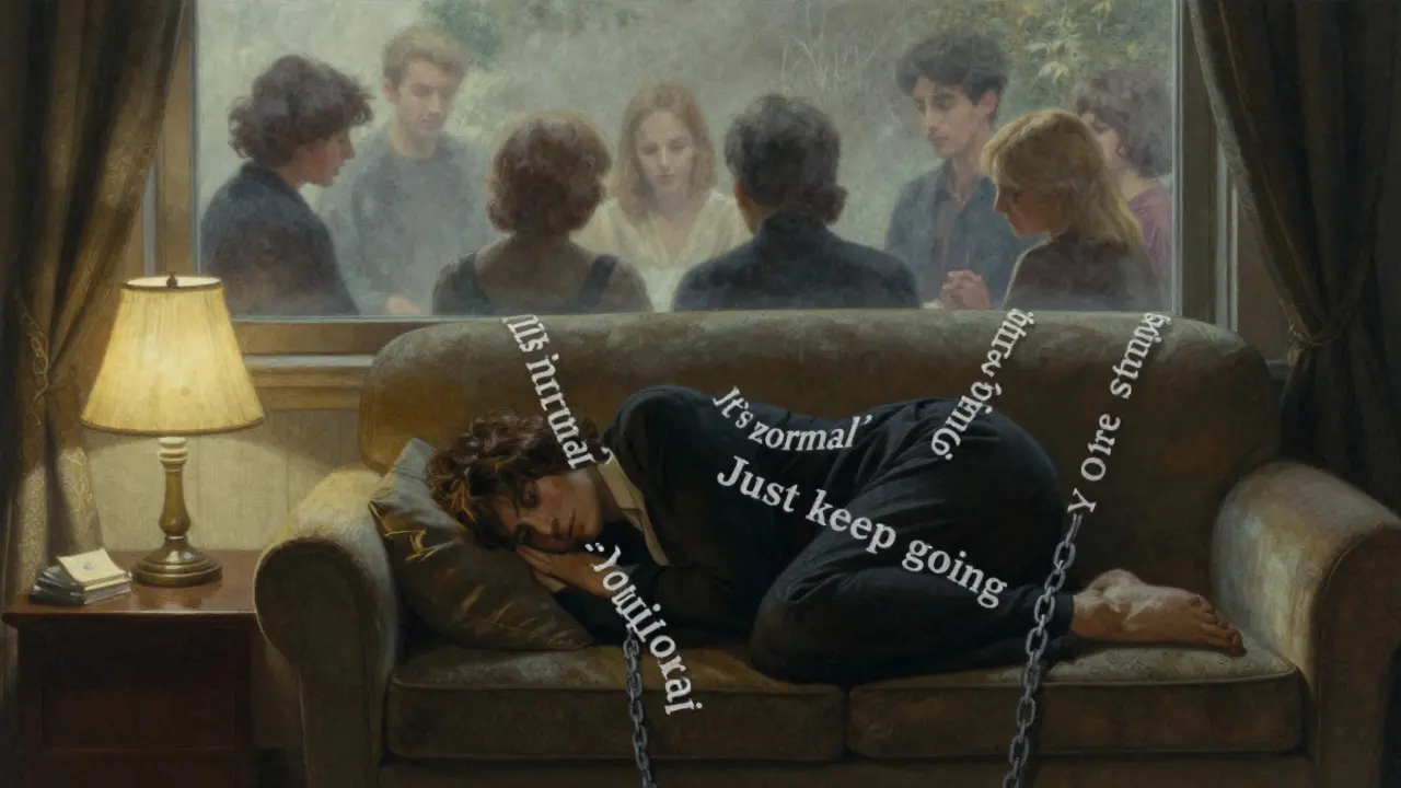 Klient na kanapce, jeho sociální vztahy se rozplynou v mlze závislosti na terapeutovi.