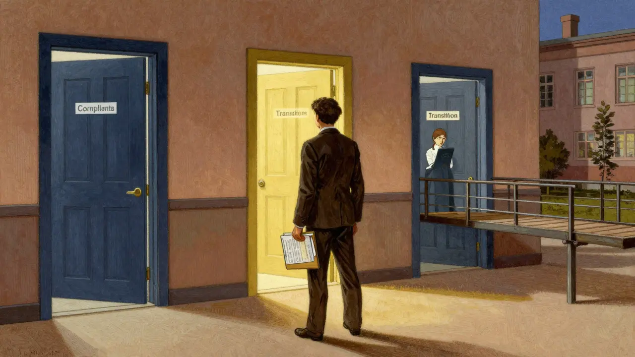 Člověk stojící před rozhodnutím s možností stížnosti