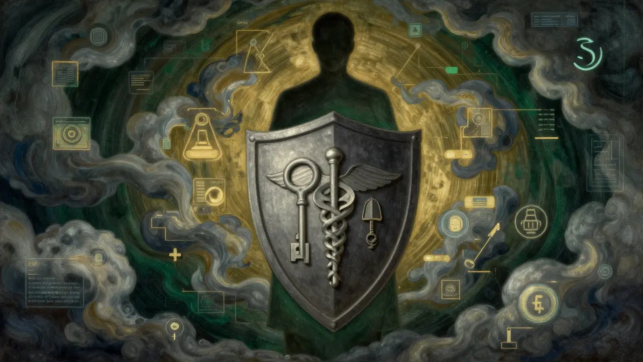Symbol ochrany dat a kvalifikace terapeuta ve stylu N.C. Wyetha